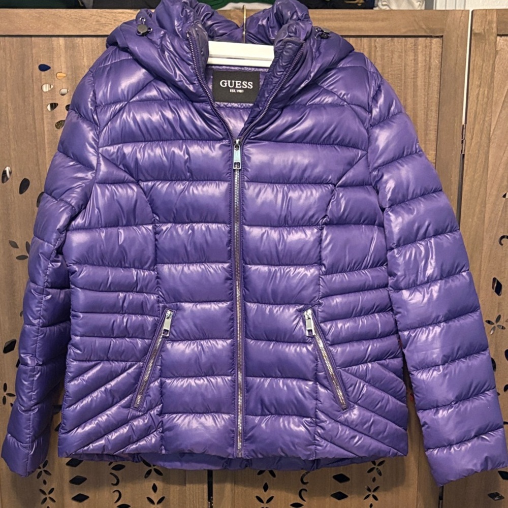 GUESS Women's Bold Purple Puffer Jacket